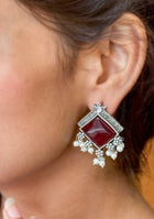 Ruby Square Earrings