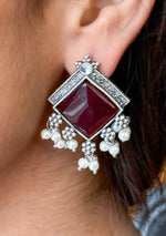 Ruby Square Earrings