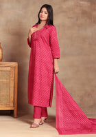 Red Lehriya Suit Set