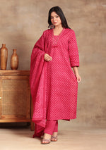 Red Lehriya Suit Set