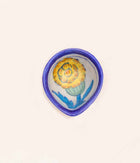 Blue Pottery Traditional Yellow Flower Design Diya - Set of 6