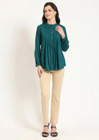 Olive Green Pintex Top