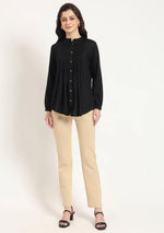 Black Solid  Pintex Rayon Top
