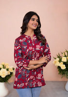 Crimson Blooms Casual Top