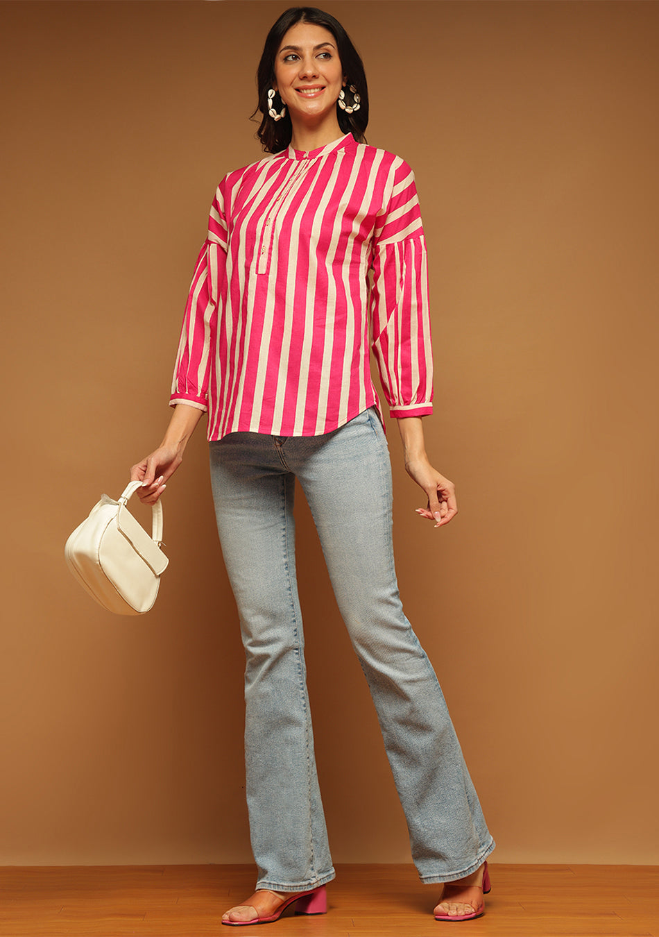 Candy Stripe Puff Sleeve Shirt