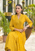 Mustard Bandhani Anarkali Suit Set
