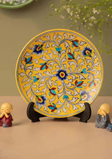 Beautiful Blue Flowers Handmade Blue Pottery Decorative Platter