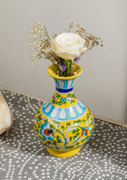 BLUE POTTERY YELLOW GENIE VASE