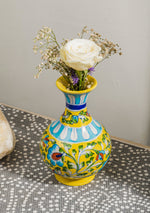 BLUE POTTERY YELLOW GENIE VASE