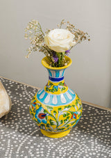 BLUE POTTERY YELLOW GENIE VASE