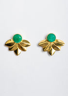 Emerald Leaf Silver-Gold Plated Earrings
