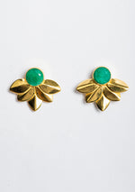 Emerald Leaf Silver-Gold Plated Earrings