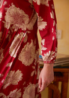 Crimson Bloom Off Shoulder Dress