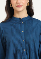 Aqua Blue Solid Pintex Top