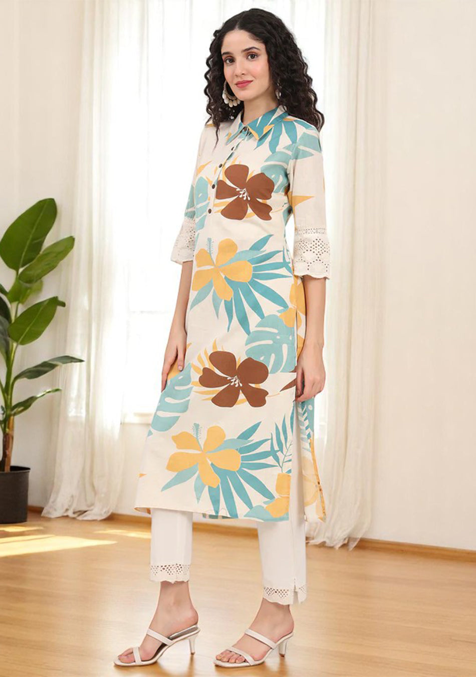 Mustard Teal Tropic Kurta