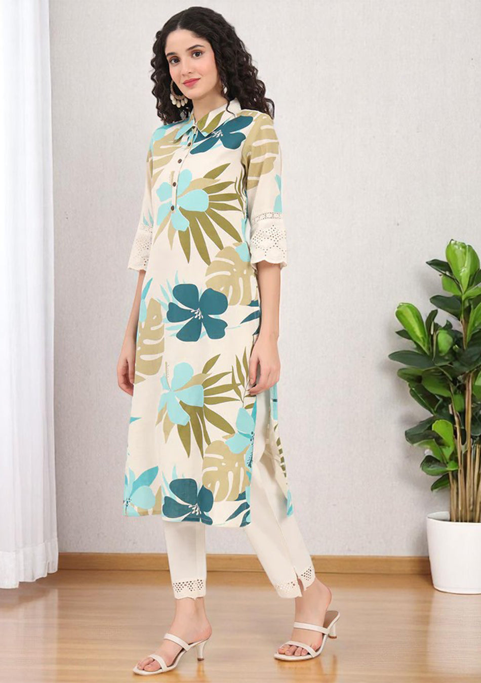 Aqua Olive Tropic Kurta