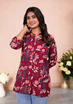 Crimson Blooms Casual Top