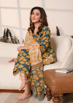 Emerald Peacock Hand Block Suit Set with Dupatta