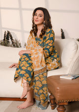 Emerald Peacock Hand Block Suit Set with Dupatta