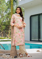 Cream Embroidered & Floral Print Muslin Kurta Set