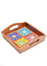 Blue Pottery Boxy Colourful Serving Tray