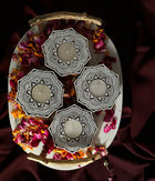 Handcrafted Flower Shape Wooden Diya - Set of 4