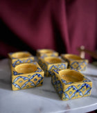 Blue Pottery Square Diyas - Set of 6