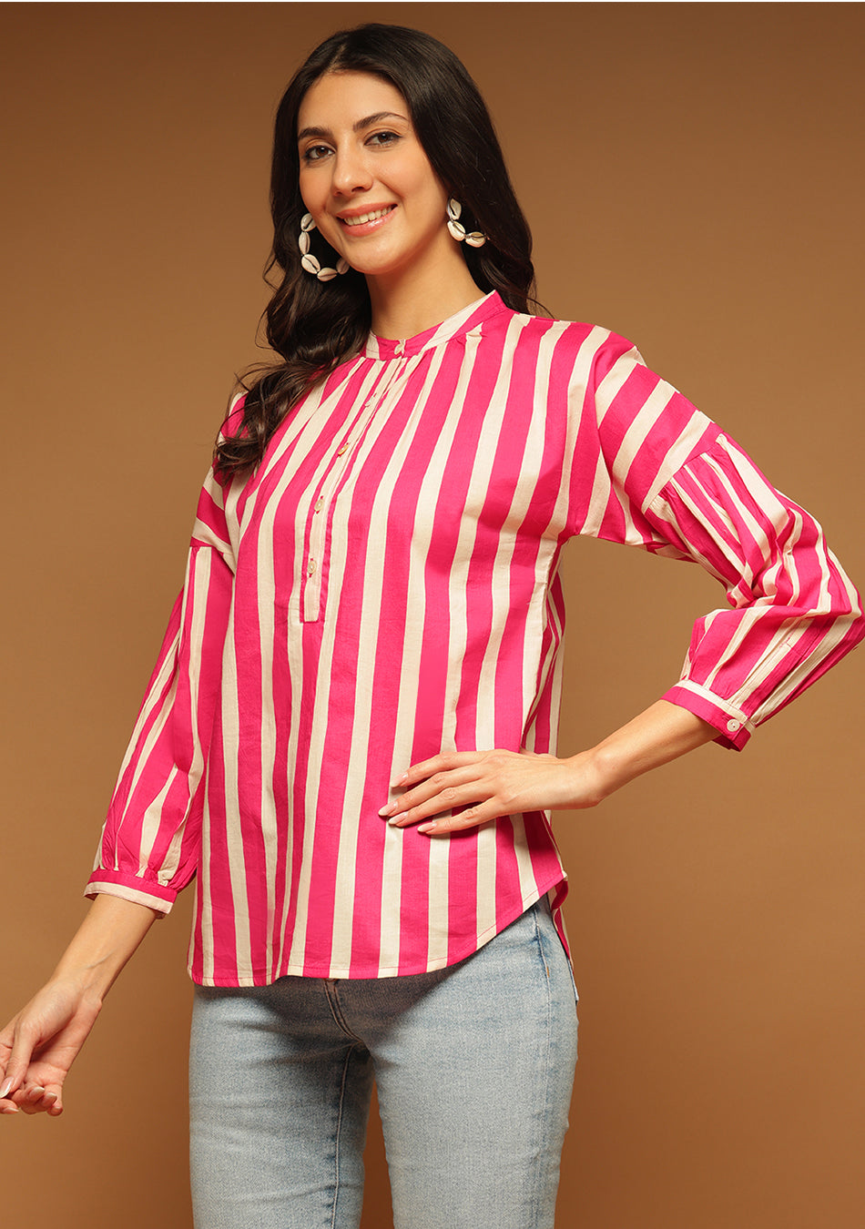 Candy Stripe Puff Sleeve Shirt