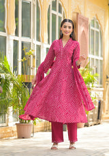 Vibrant Red Anarkali suit set
