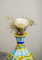 BLUE POTTERY YELLOW GENIE VASE
