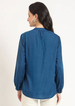 Aqua Blue Solid Pintex Top