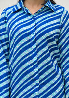 Blue Stripes Shirt With Trousers Co-Ords
