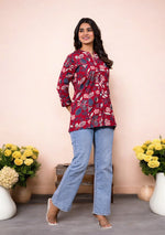 Crimson Blooms Casual Top