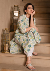 Ammanya PASTEL GREEN Floral Printed A-Line Kurta
