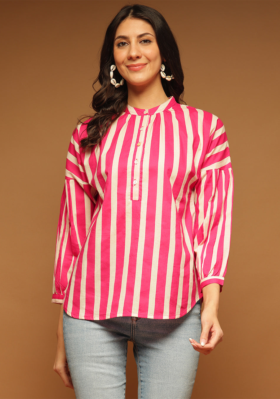 Candy Stripe Puff Sleeve Shirt