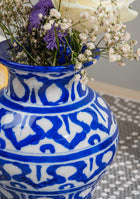 Blue Pottery White Matka Vase
