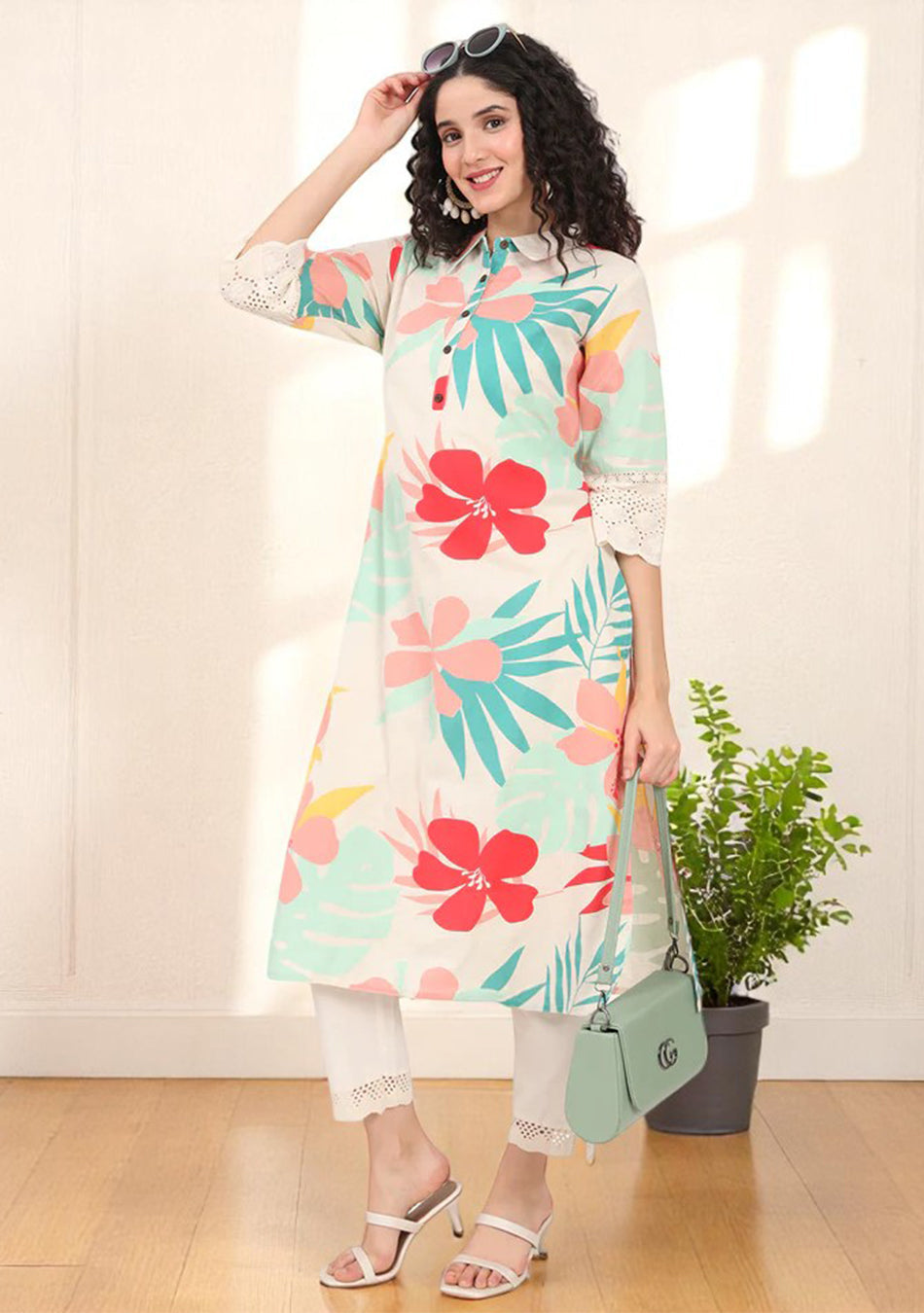 Blush & Teal Tropic Kurta