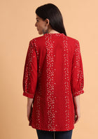 Deep Red Bandhani Top