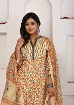 Sunlit Blossom Hand Block Print Suit Set with Chanderi Dupatta