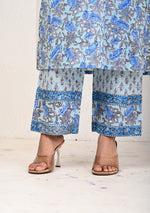 Sky Blue Hand Block Printed Suit with Kota Dupatta