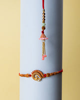 Lumba Gold Rakhi - Peacock Red Rakhi