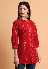 Deep Red Bandhani Top