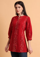 Deep Red Bandhani Top