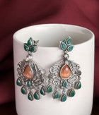 PEACOCK JADE DANGLE EARRINGS