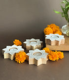 Star Carved Wood Tealight - Set of 4