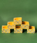 Blue Pottery Square Diyas - Set of 6