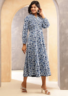 Indigo Meadow Flared Dress