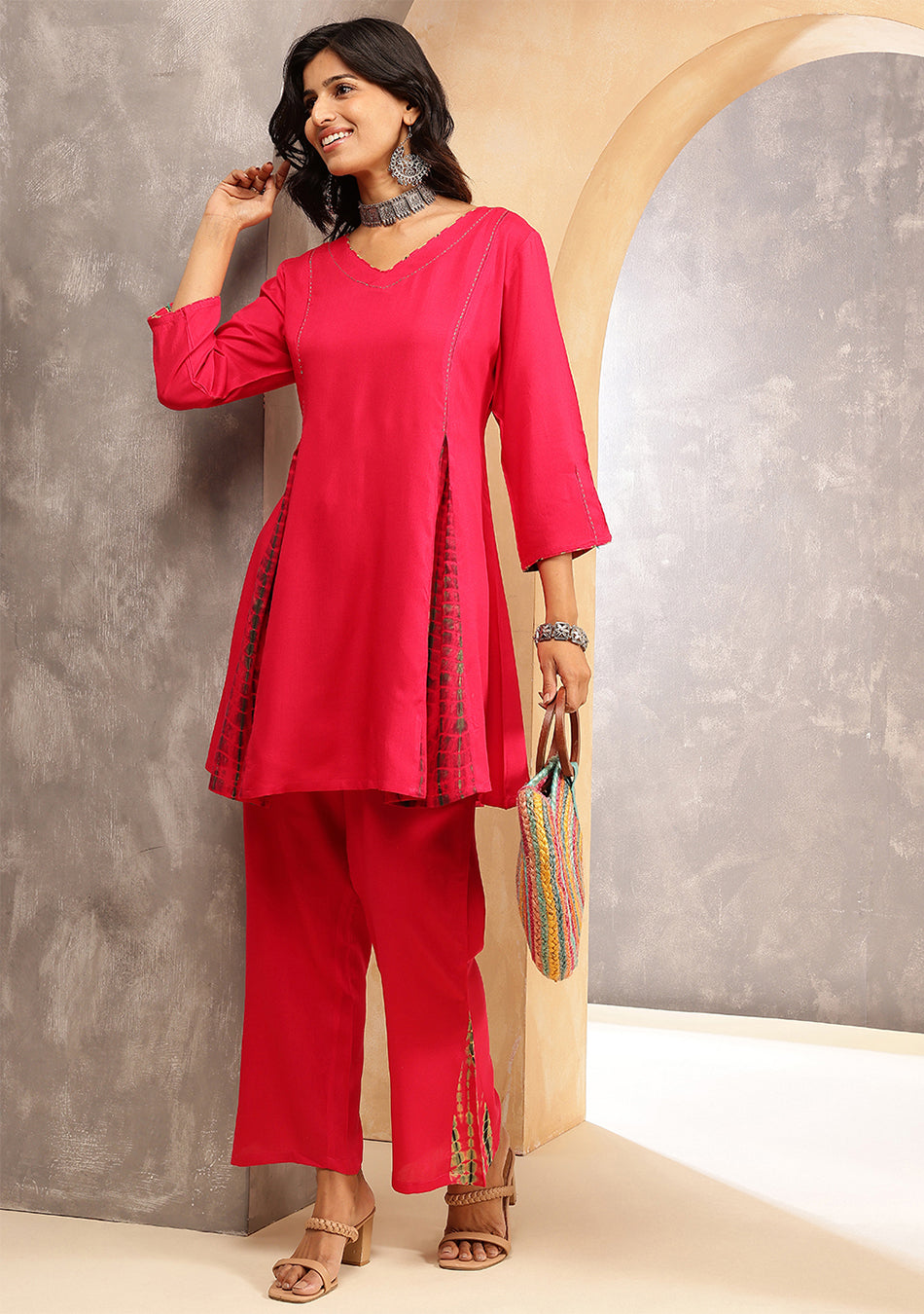 Ammanya Magenta Shibori Split Co-ord Set