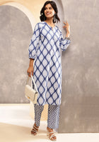 Navy Ripple Kurta Set