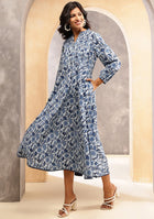 Indigo Meadow Flared Dress